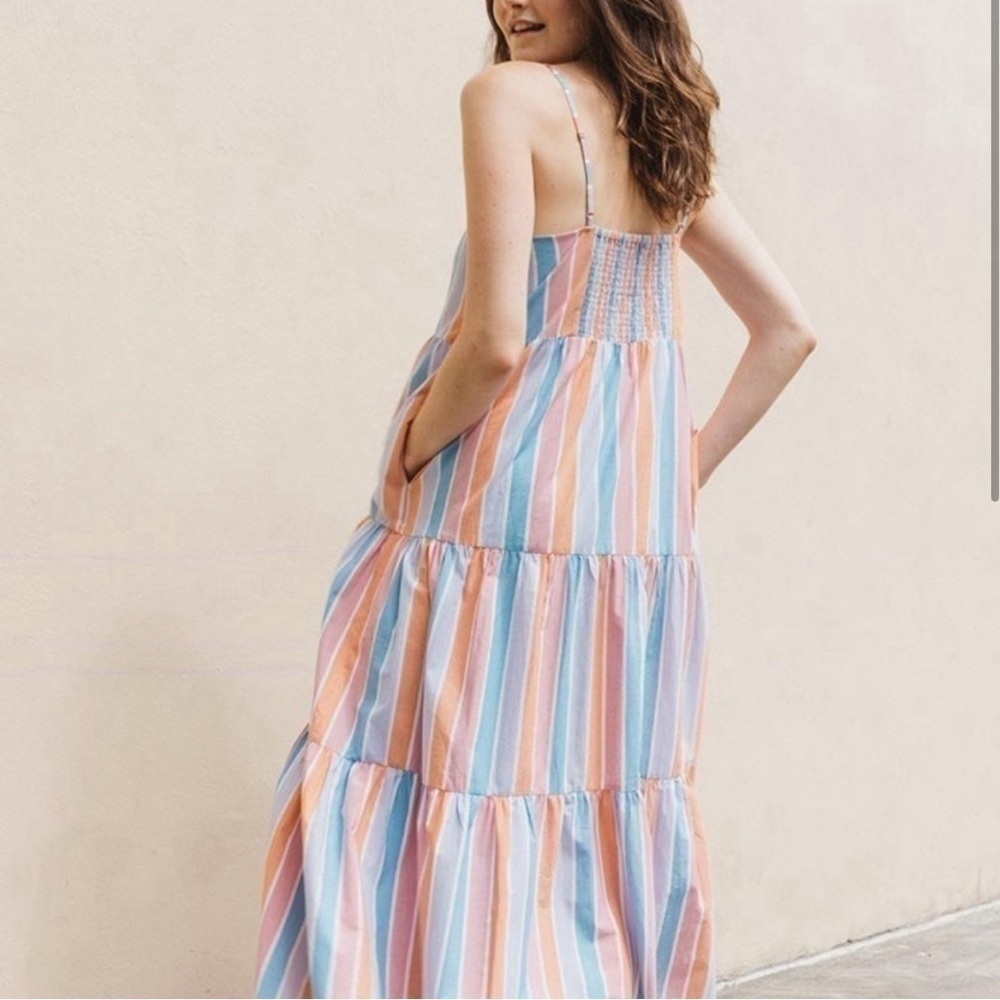 SOLUDOS ~ 100% Cotton Pastel Maxi Dress - Violet Dress is Maldive Stripe - Picture 3 of 9